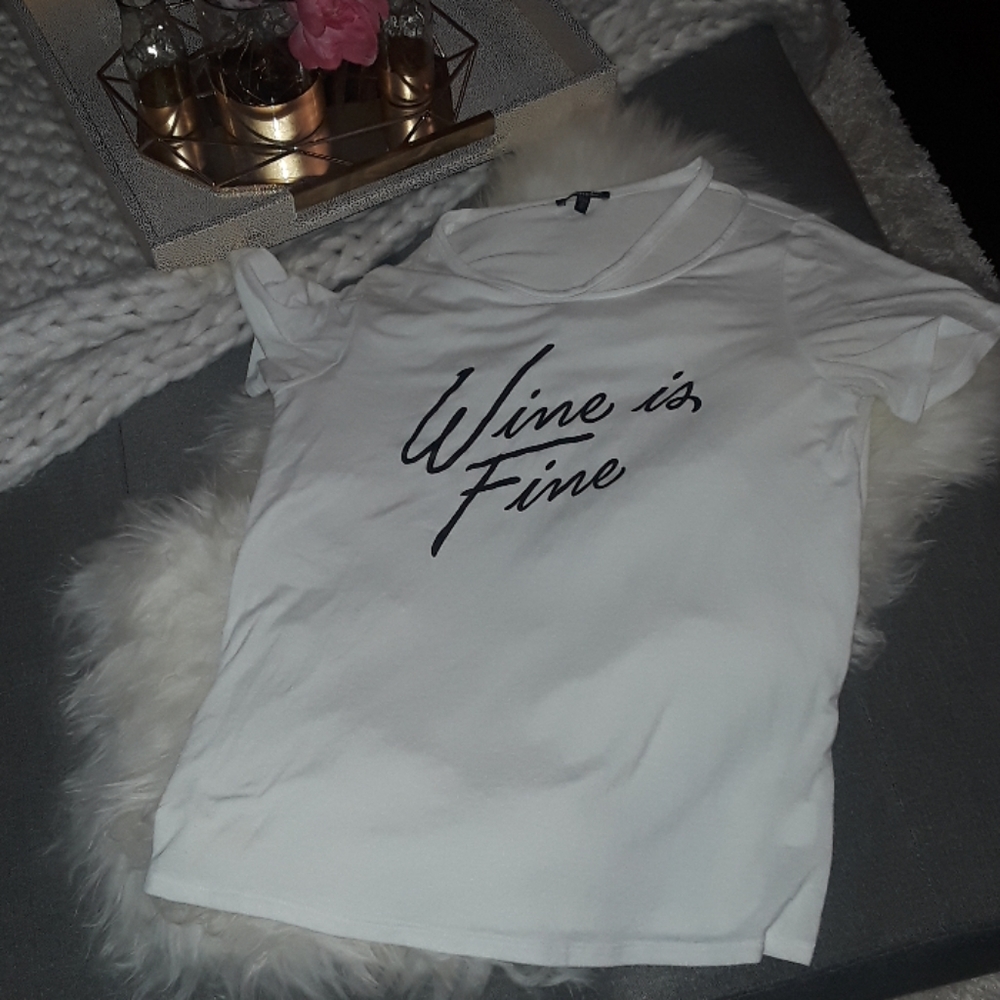 Express graphic tee with neck cut out